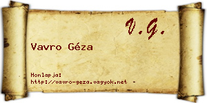 Vavro Géza névjegykártya