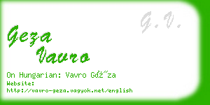 geza vavro business card